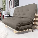 Ver imagem 1 de Sofa Cama Casal Futon Oriental Cinza com Madeira Maciça