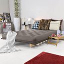 Ver imagem 2 de Sofa Cama Casal Futon Oriental Cinza com Madeira Maciça
