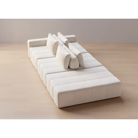 Sofá Modular Ilha 2,60 com Encosto Manual Tecido Linho Cru