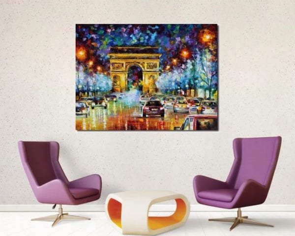 Quadro Decorativo Espatulado Carros Arco Do Triunfo Paris - 2