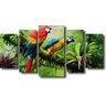 Quadro Decorativos Paisagem Casal de Araras para sala 5 peças - 1