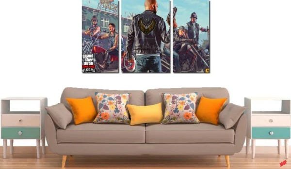 Quadro decorativo para quarto e sala jogo GTA 3 peças - 2