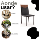 Ver imagem 4 de Jogo 6 Cadeiras Pretas Estofadas em Corano para Mesa Cozinha Sala de Jantar Moderna