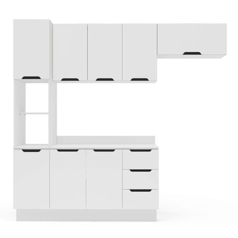 Armário de Cozinha Modulada Completa 4 Peças 240cm com Tampo 250072 Meena Politorno Móveis