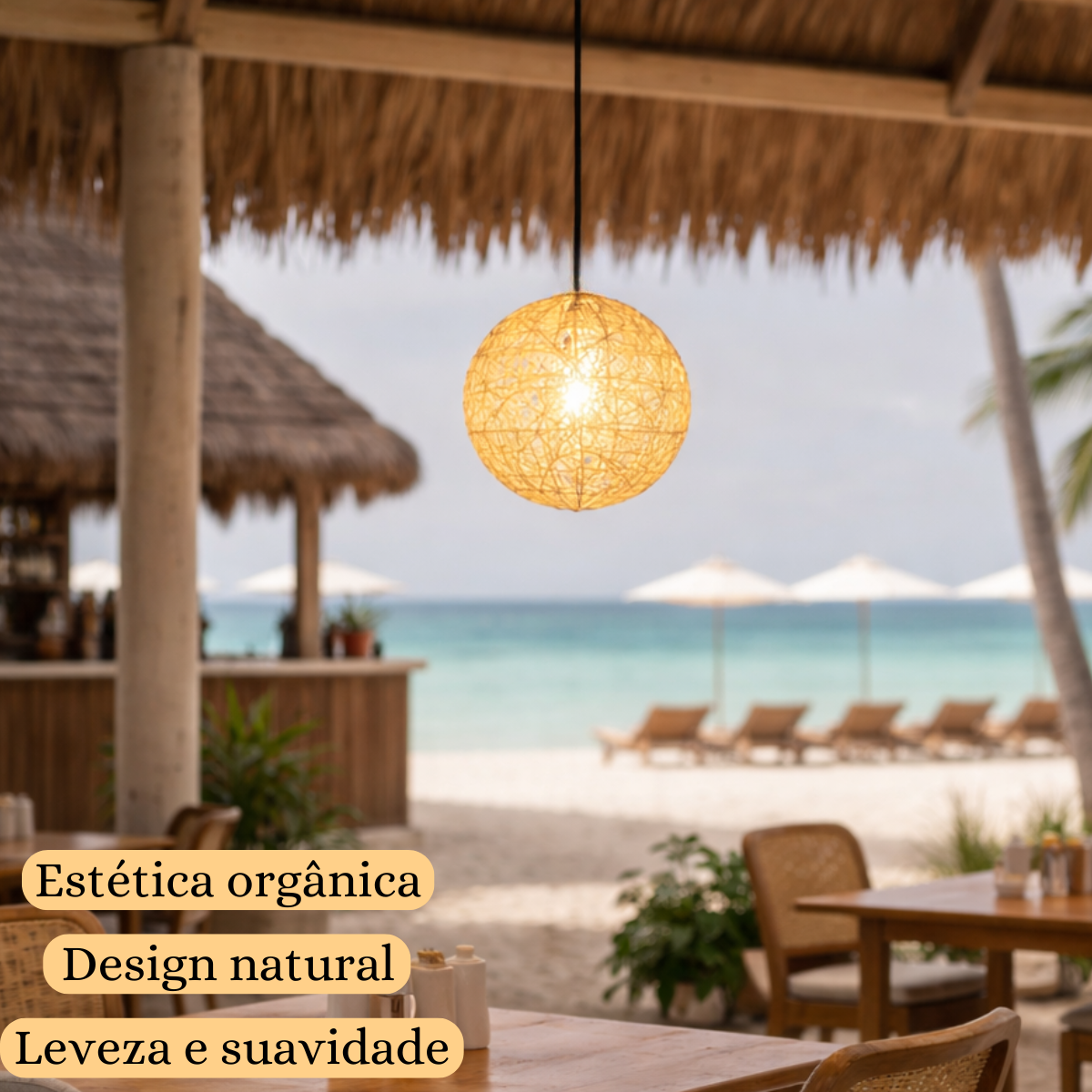 Ver imagem 1 de 2 X Luminárias Pendentes 20cm Globo Rattan Natural Lustre Rústico Bola Teto Lpr20x2