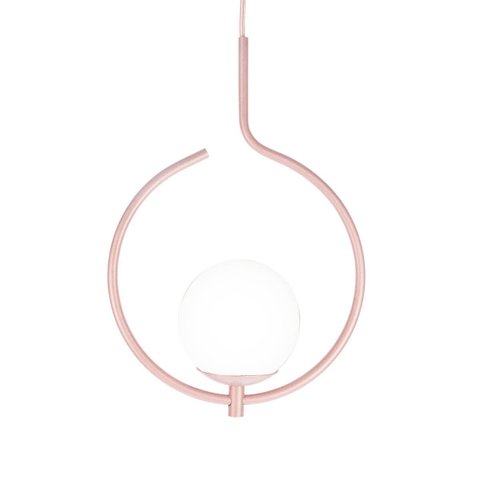 Pendente Lustre On Loop Rosé com Globo de Vidro Branco