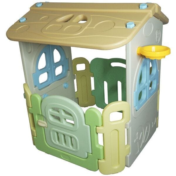 Casinha Infantil Plástico Playground Brinquedo Criança com Cesta Basquete Importway BW-054 - 1