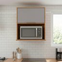 Ver imagem 1 de Armário Aéreo 1 Porta 80cm Microondas Brilhante Celeste Cinamomo/Platina