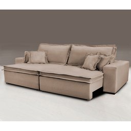 Sofá Retrátil e Reclinável com Molas Cama Inbox Premium 2,12M Tecido em Linho Bege Escuro - 1 Sofá Retrátil e Reclinável com Molas Cama Inbox Premium 2,12M Tecido em Linho Bege Escuro - 1