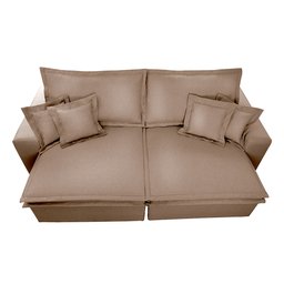 Sofá Retrátil e Reclinável com Molas Cama Inbox Premium 2,12M Tecido em Linho Bege Escuro - 6 Sofá Retrátil e Reclinável com Molas Cama Inbox Premium 2,12M Tecido em Linho Bege Escuro - 6