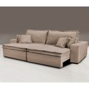 Ver imagem 1 de Sofá Retrátil e Reclinável com Molas Cama Inbox Premium 2,32M Tecido em Linho Bege Escuro