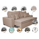 Ver imagem 4 de Sofá Retrátil e Reclinável com Molas Cama Inbox Premium 2,32M Tecido em Linho Bege Escuro