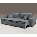 Ver imagem 1 de Sofá Retrátil e Reclinável com Molas Cama Inbox Premium 2,32M Tecido em Linho Cinza Escuro