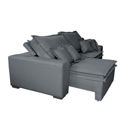 Sofá Retrátil e Reclinável com Molas Cama Inbox Premium 2,32M Tecido em Linho Cinza Escuro - 8