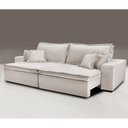 Ver imagem 1 de Sofá Retrátil e Reclinável com Molas Cama Inbox Premium 2,52M Tecido em Linho Bege Claro