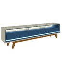 Ver imagem 1 de Rack para Sala com Led Off White com Azul Royal Requinte 2.12 - Gelius Móveis