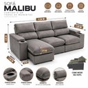 Ver imagem 4 de Sofá 3 Lugares 2,30m Retrátil e Reclinável Malibu Bom Pastor Chumbo Veludo Luxo