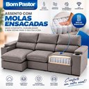 Ver imagem 5 de Sofá 3 Lugares 2,30m Retrátil e Reclinável Malibu Bom Pastor Chumbo Veludo Luxo