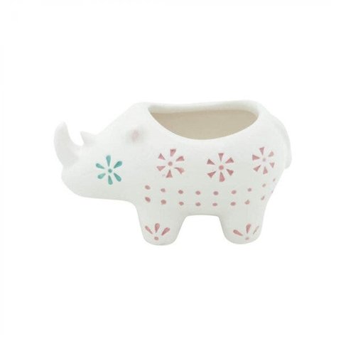Mini Cachepot em Cerâmica Animals Dots Rhino Urban
