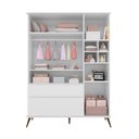 Ver imagem 3 de Guarda Roupa Roupeiro Infantil Melinda 3 Pts 2 Gav Quarto de Bebê Retrô 100% MDF Branco Phoenix