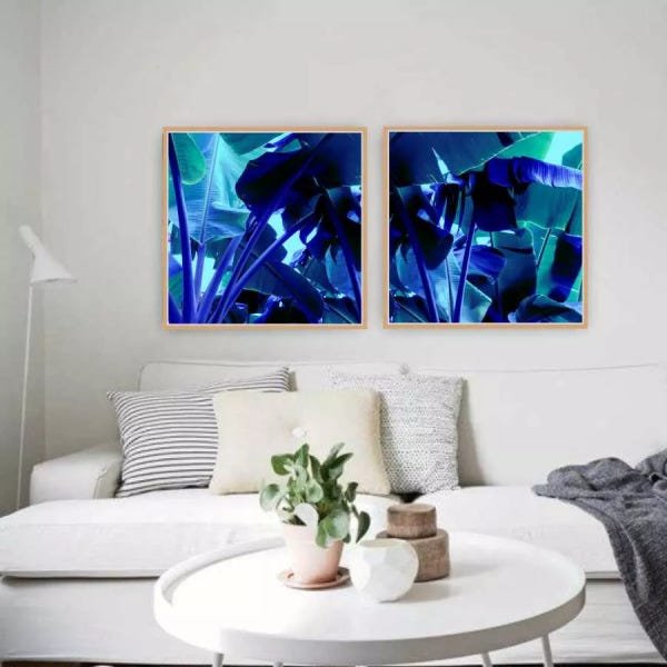 Quadro Composição Bananinha Az 50x50 Moldura Natural - 1