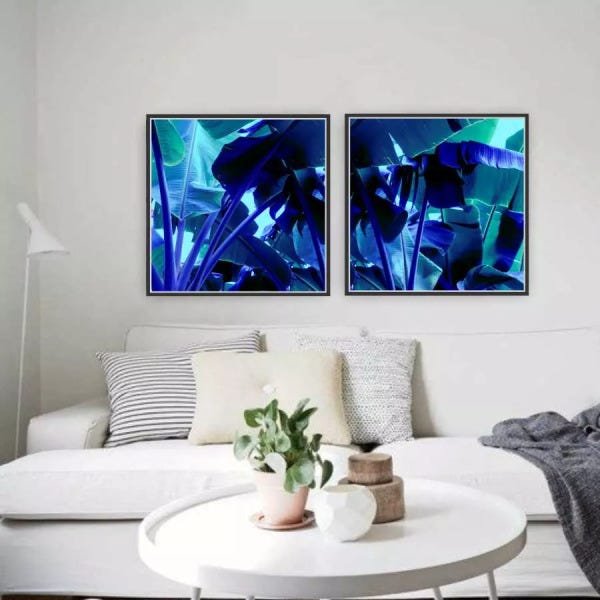 Quadro Composição Bananinha Az 40x40 Moldura Preta - 1