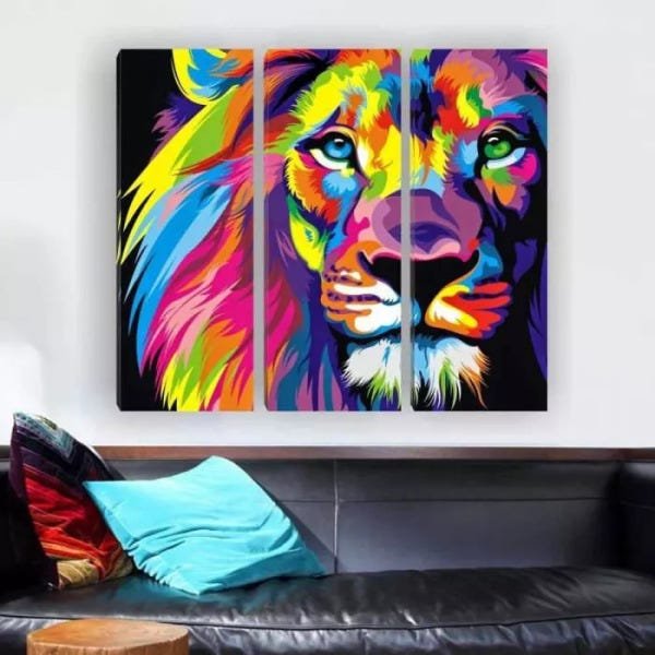 Quadro Composição Leão Cromo 100x65cm - 1