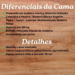Cama Queen Size Antares Madeira Maciça Angelim Pedra/tauari Mel - 4
