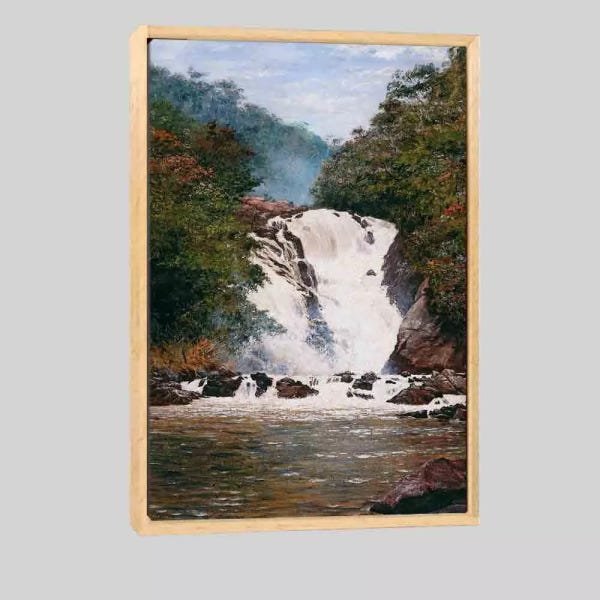Quadro Reprodução Cascata Do Votorantim 63x95 Moldura Natural - 1