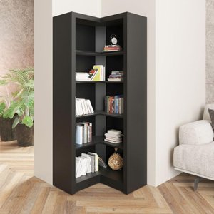 Armário Estante de Canto para Escritório e Livros Me4132 Tecnomobili Preto Preto