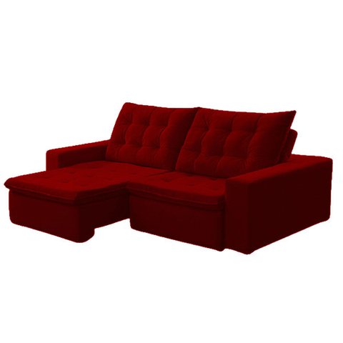 Sofá Vancouver 3 Lugares Retrátil e Reclinável Veludo - Meu Estofado:vermelho
