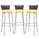 Ver imagem 1 de Kit 3 Bancos Alto Tamborete para Balcão Junco Argila Àrea de Lazer Ilha Bancada bar Churrasqueira