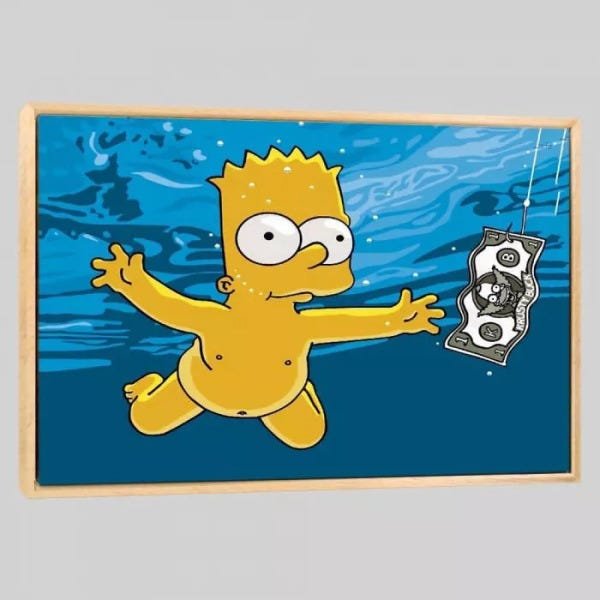 Quadro Infantil Bart Nirvana 95x63 Moldura Natural - 1