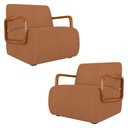 Ver imagem 1 de Poltrona Decorativa Orgânica para Sala Kit 2 Belarus K04 Bouclê Terracota - Mpozenato