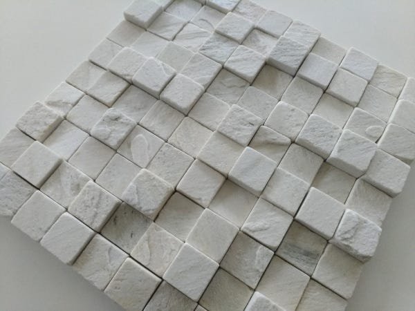kit 10 placas Mosaico Pedra São Tomé Branca 30x30 cm Fachada - 3