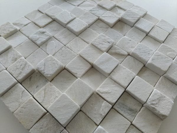 kit 10 placas Mosaico Pedra São Tomé Branca 30x30 cm Fachada - 2