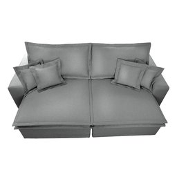 Sofá Retrátil e Reclinável com Molas Cama Inbox Premium 2,92M Tecido em Linho Cinza Claro - 6 Sofá Retrátil e Reclinável com Molas Cama Inbox Premium 2,92M Tecido em Linho Cinza Claro - 6