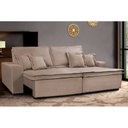 Ver imagem 2 de Sofá Retrátil e Reclinável com Molas Cama Inbox Premium 3,12M Tecido em Linho Bege Escuro