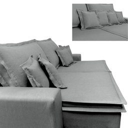 Sofá Retrátil e Reclinável com Molas Cama Inbox Premium 3,12M Tecido em Linho Cinza Claro - 5