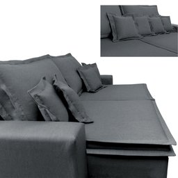 Sofá Retrátil e Reclinável com Molas Cama Inbox Premium 3,12M Tecido em Linho Cinza Escuro - 5