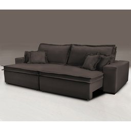 Sofá Retrátil e Reclinável com Molas Cama Inbox Premium 3,12M Tecido em Linho Marrom - 1