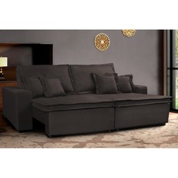 Sofá Retrátil e Reclinável com Molas Cama Inbox Premium 3,12M Tecido em Linho Marrom - 2
