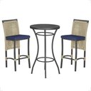 Ver imagem 1 de Mesa Bistrô e 2 Banquetas Roma Preta Corda Náutica Estofado 10 Trama Original