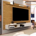 Ver imagem 3 de Painel Suspenso para TV Roma 60 pol 170cm MDF Nature para Sala Milani Movelaria