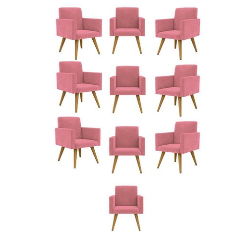 Kit 10 Poltronas Decorativa Sala Balaqui Decor Rosa