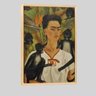 Quadro Reprodução Frida Retrato Macacos 63x95 Moldura Natural - 1