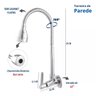 Torneira Gourmet de Parede Metal Cromado Flexível e com Jato Ajustável para Cozinha - 5