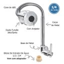 Ver imagem 2 de Torneira Gourmet de Parede Metal Cromado Flexível e com Jato Ajustável para Cozinha