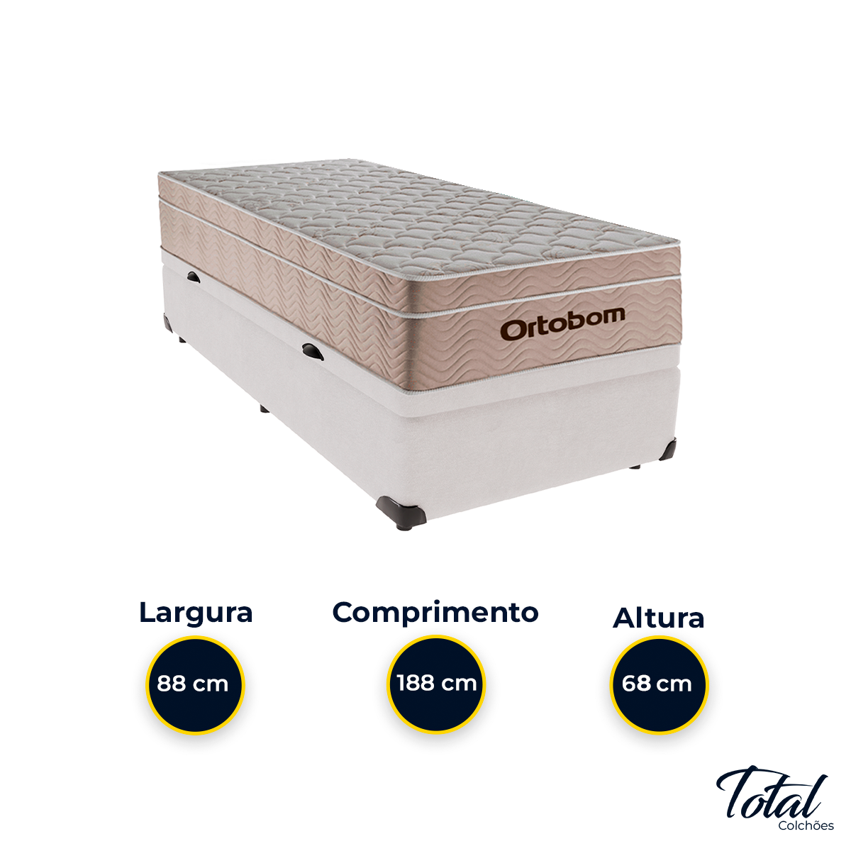 Cama Box Baú Solteiro Branco e Colchão Airtech Springpocket Molas Ensacadas Ortobom - 3