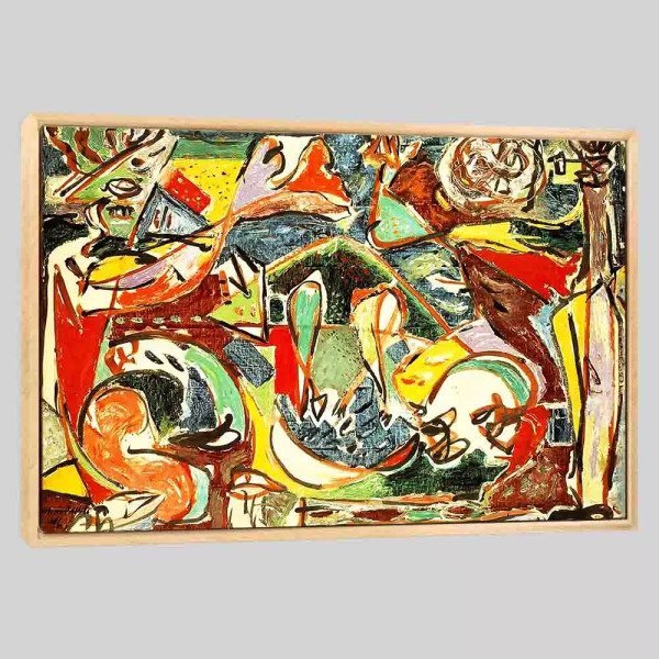 Quadro Reprodução Pollock Vii 95x63 Moldura Natural - 1